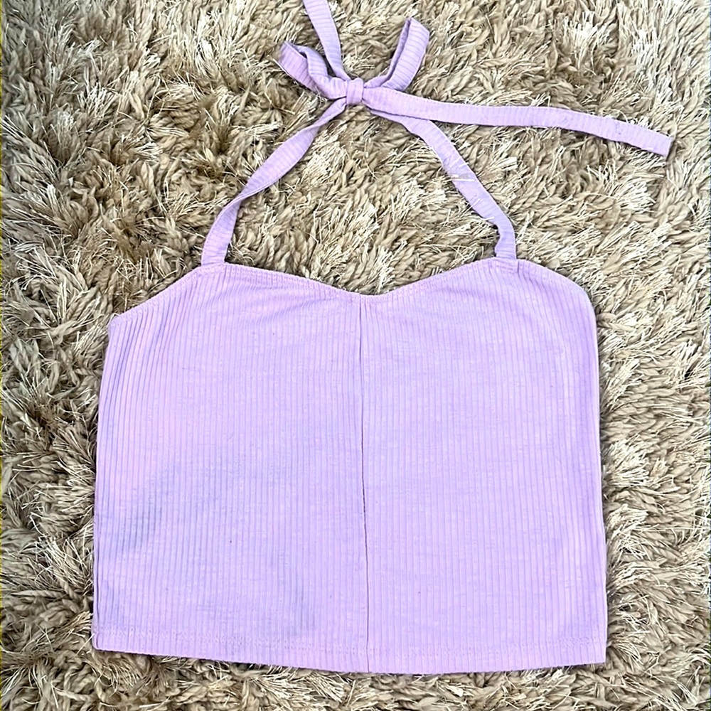 Adorable Light Purple Tie Back Top